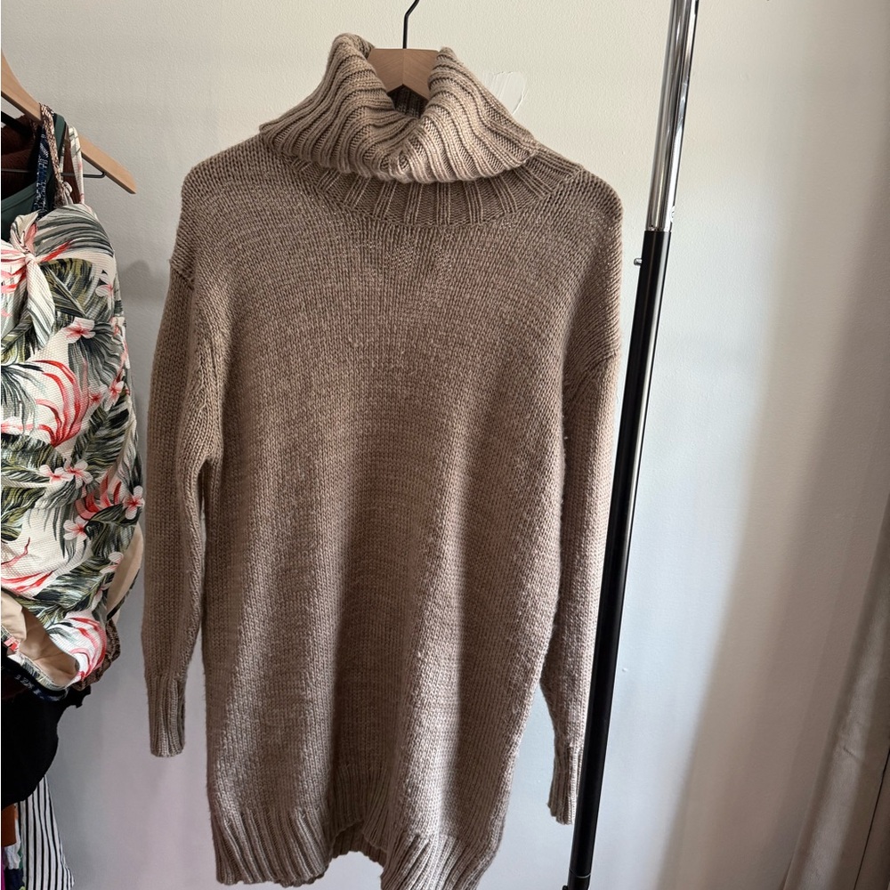 Elliatt Tan Cowl Neck Sweater with Chunky Knit Texture